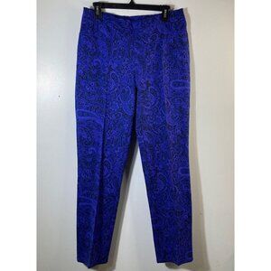 Isaac Mizrahi Blue Paisley Straight Leg Pants